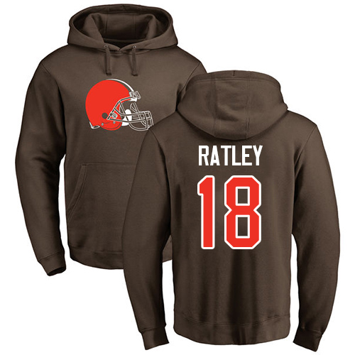 Men Cleveland Browns Damion Ratley Brown Jersey 18 NFL Football Name and Number Logo Pullover Hoodie Sweatshirt